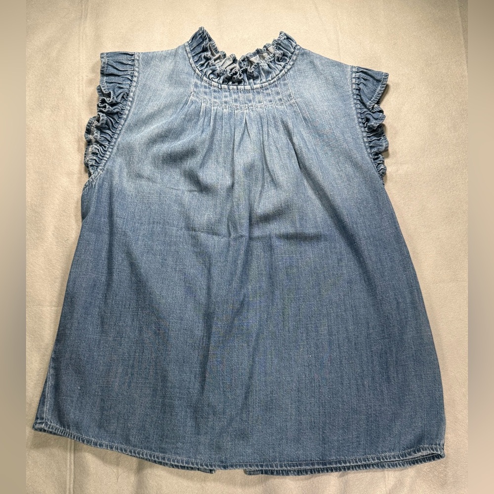 Frame Denim Joanie Sleeveless Blouse with Ruffles